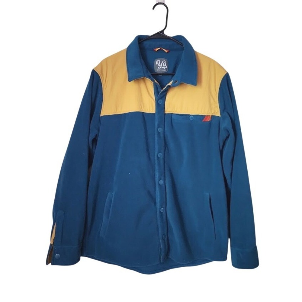 YOCOLORADO Nomad Fleece Snap Jacket Blue Yellow Colorblock Shacket Gorpcore XL